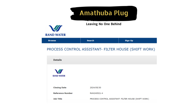 Rand Water is Looking For A Process Control Assistant - Filter House (Shift Work)
