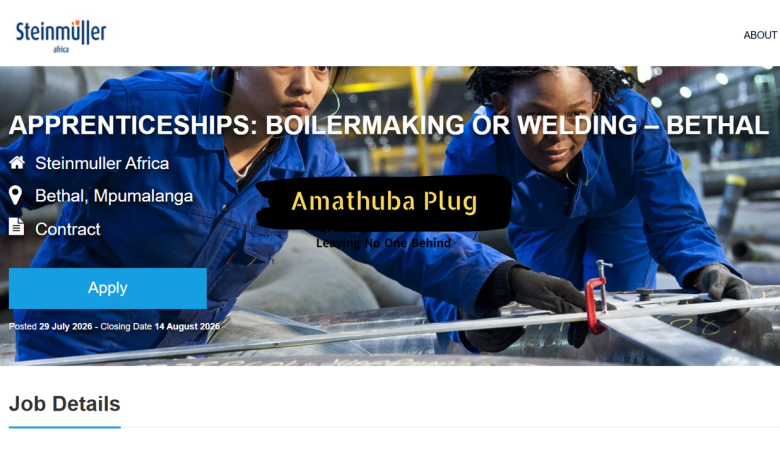 Steinmüller Africa Apprenticeship on Boilermaking or Welding in Bethal, Mpumalanga